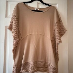 ANDREE BY UNIT Textured, Oversized Tan Blouse